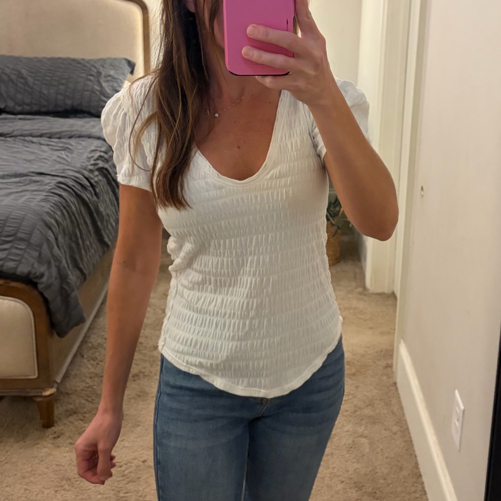Free people We The Free white Puff Sleeve Top small